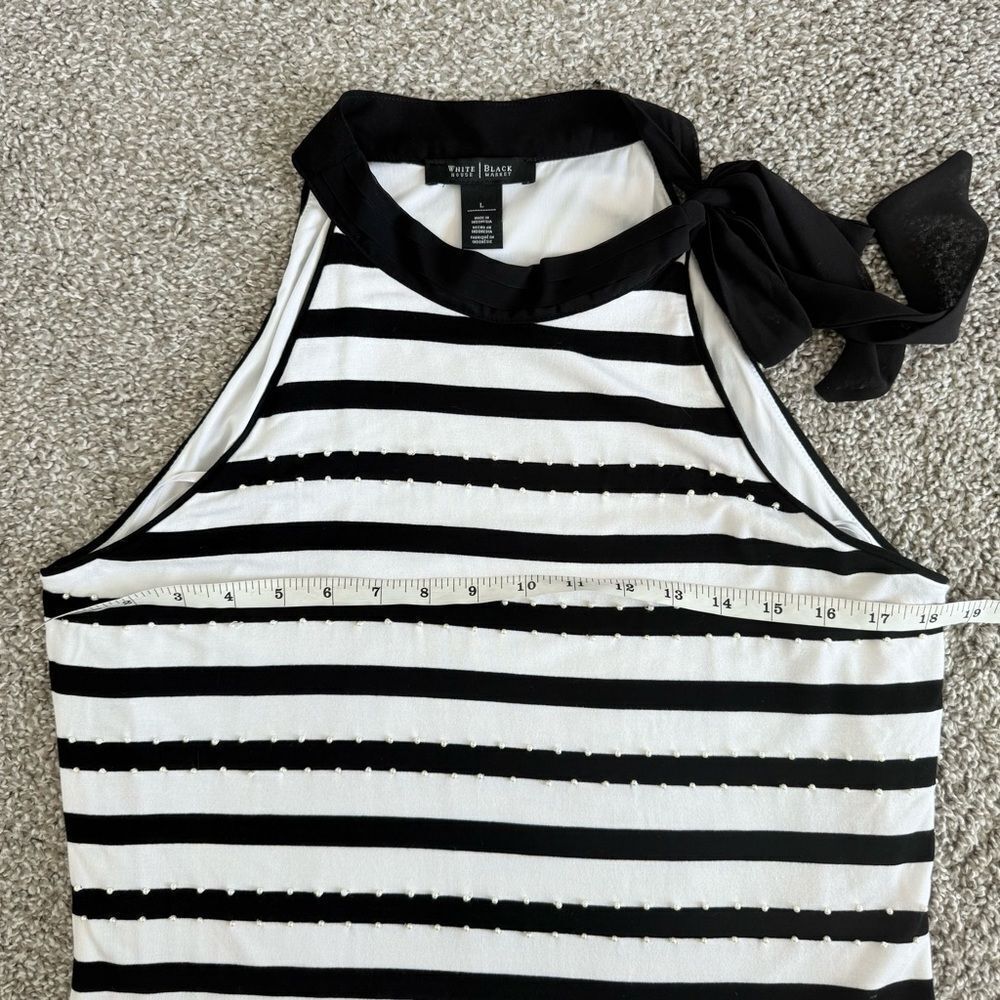 WHITE HOUSE BLACK MARKET | striped halter top with tie detail - Picture 9 of 10